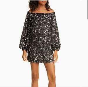ROTATE - Gloria sequin off the shoulder long sleeve minidress